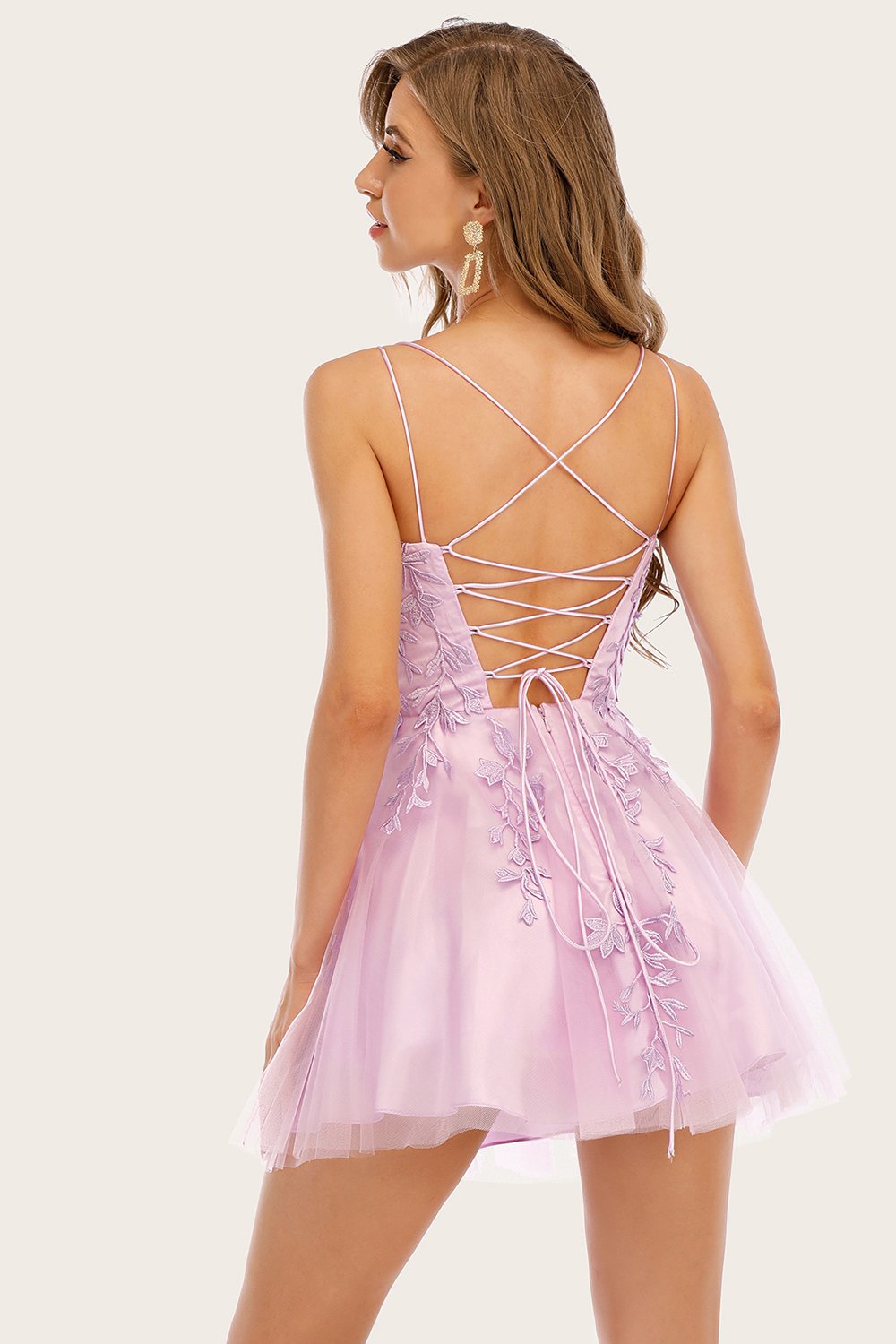 Pink Spaghetti Straps Short Party Dress