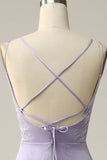 Mermaid Spaghetti Straps Lilac Long Ball Dress with Split Front