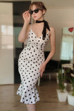 Black and White Polka Dots Mermaid Dress