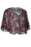 1920s Red Glitter Sequins Cape