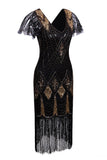 Black Flapper 1920s Sequins Dress