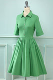 Green Button Vintage 1950s Dress