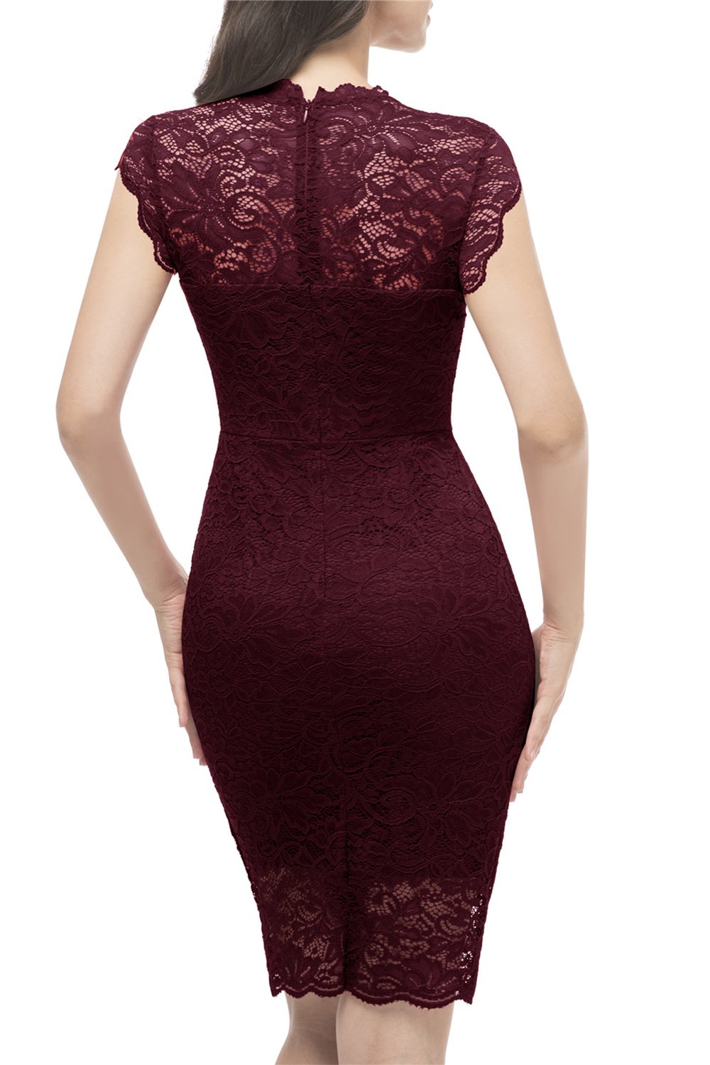 Burgundy Bodycon Lace Dress