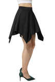 Basic Solid Stretchy High Waist A-line Flared Skater Skirt