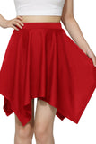 Basic Solid Stretchy High Waist A-line Flared Skater Skirt