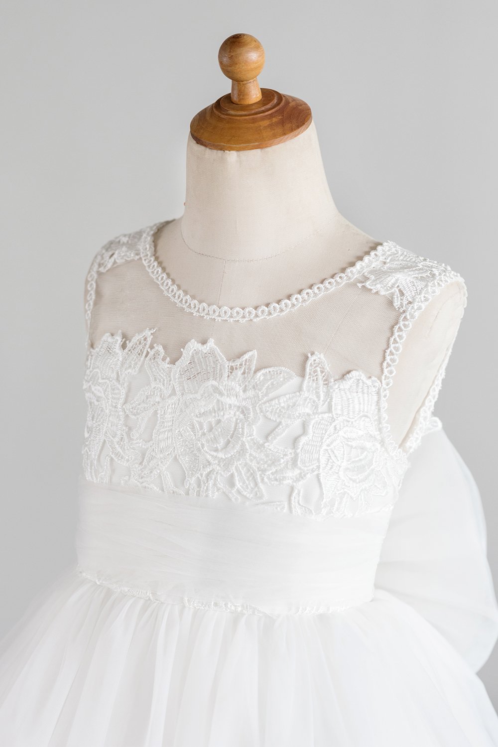 White Flower Girl Dress with Bow