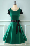 Green 1950s Swing Dress with Lace