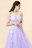 A Line Sweetheart Purple Long Ball Dress with Appliques