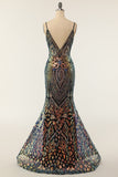 Lake Blue Mermaid Sequin Long Evening Party Dress