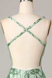 Making Magic Sheath V-Neck Green Sequins Short Ball Dress with Backless