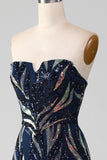 Sparkly Navy Mermaid Sequins Long Ball Prom Dress