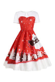 Christmas Snowflake Red Vintage Print Dress