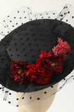 Black Halloween Top Hat With Flowers