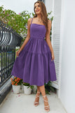 Violet Spaghetti Straps Summer Dress With Bow