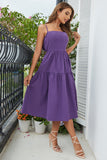 Violet Spaghetti Straps Summer Dress With Bow