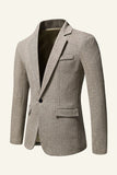 Khaki Notched Lapel Tweed Men's Wedding Blazer