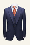 Dark Blue Pinstriped 3 Piece Men Wedding Suits