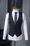 Black Striped Notched Lapel 3-Piece Men's Suit