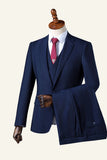 Navy Notched Lapel 3-Piece Men's Suit