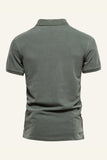 Classic Grey Green Regular Fit Collared Short Sleeves Men's Polo Shirt