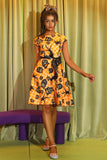 Orange Printed Halloween Vintage 1950s Dress