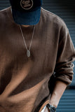 Men's Dark Brown Waffle Loose Fit Pullover Sweatshirt