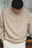 Men's Grey Raglan Sleeves Loose Fit Pullover Sweatshirt