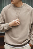 Men's Grey Raglan Sleeves Loose Fit Pullover Sweatshirt