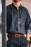 Men's Denim Blue Button Down Shirt With Front Pocket