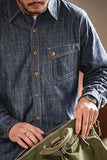 Men's Denim Blue Button Down Shirt With Front Pocket