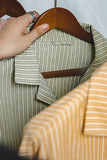 Men's Yellow Stripes Button Down Shirt With Front Pockets