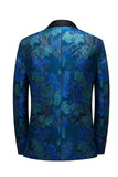 Blue Jacquard Shawl Lapel Men's Ball Blazer