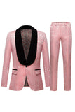 Light Pink Jacquard Shawl Lapel 2 Piece Men's Ball Suits