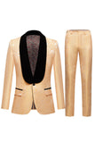 Light Pink Jacquard Shawl Lapel 2 Piece Men's Ball Suits