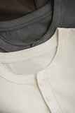 Men's White Buttons Placket Short Sleeve T-Shirt