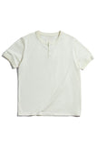 Men's White Buttons Placket Short Sleeve T-Shirt