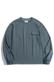 Men's Grey Blue Patchwork Loose Fit T-Shirt With Chest Pocket