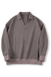 Men's Black Waffle V-Neck Long Sleeve Sweatshirt