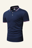 Men's Black Cotton Short-sleeve Casual Polo Shirt