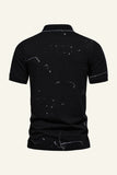 Black Printed Short Sleeves Polo Shirt