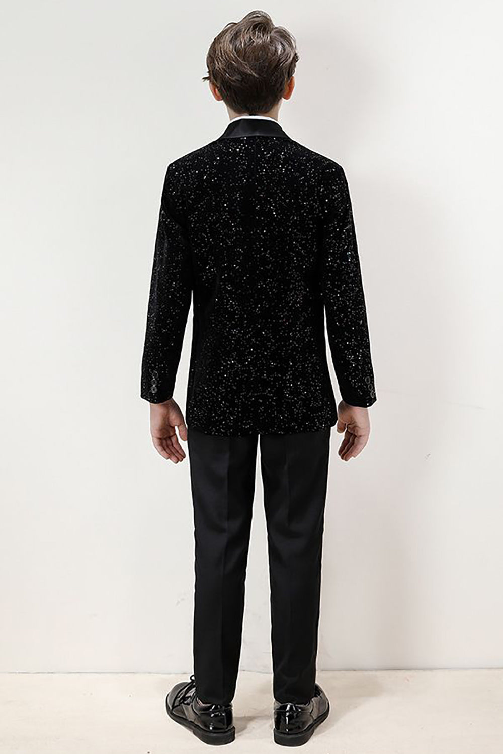 ZAPAKA Sparkly Black Boys' 3-Piece Formal Suit Set Slim Fit