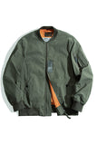 Men's Army Green Zip Loose Bomber Jackets