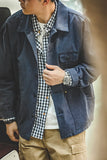 Men's Denim Blue Button Down Casual Shirt Jacket