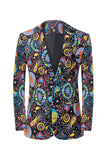 Men's Printed Notched Lapel Party Blazer