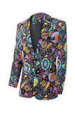 Men's Printed Notched Lapel Party Blazer