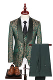 Golden 3 Piece Shawl Lapel Men Suits