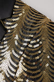 Sparkly Black and Golden Sequins Patchwork Men Blazer