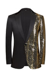 Sparkly Black and Golden Sequins Patchwork Men Blazer