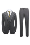 Silm Fit Notched Lapel Two Buttons Grey Men's Ball Suits