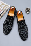 Black Beaded Slip-On Party Men's Shoes